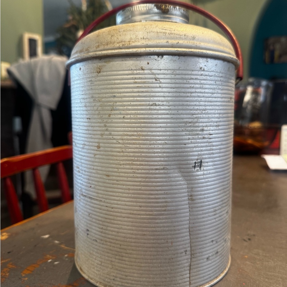 Metal Canister with Red Handle